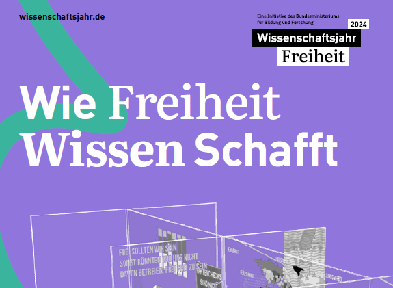 Flyer des Wissenschaftsjahr Freiheit 2024.